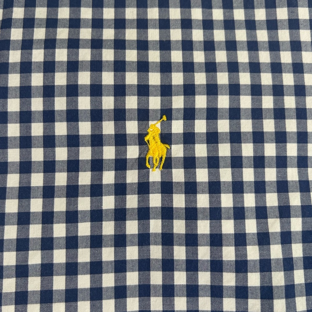Vintage Ralph Lauren gingham blue white custom fit button down shirt - Picture 4 of 8